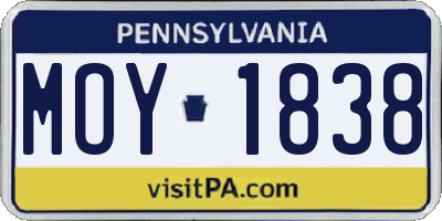 PA license plate MOY1838