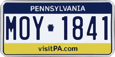 PA license plate MOY1841