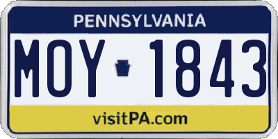 PA license plate MOY1843