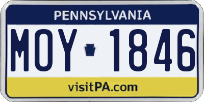 PA license plate MOY1846