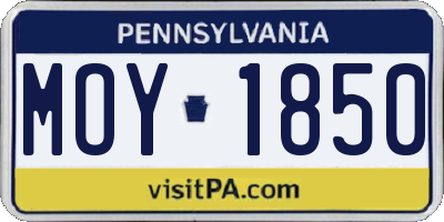 PA license plate MOY1850