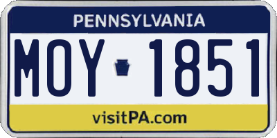 PA license plate MOY1851
