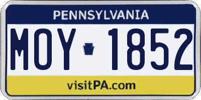 PA license plate MOY1852