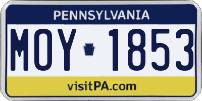 PA license plate MOY1853