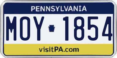 PA license plate MOY1854