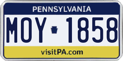 PA license plate MOY1858