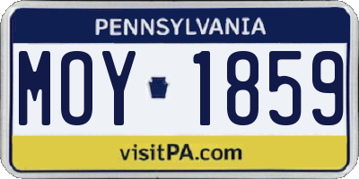 PA license plate MOY1859