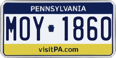 PA license plate MOY1860