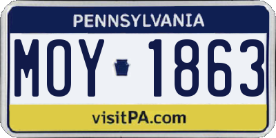 PA license plate MOY1863