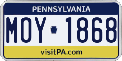 PA license plate MOY1868