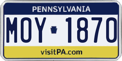PA license plate MOY1870