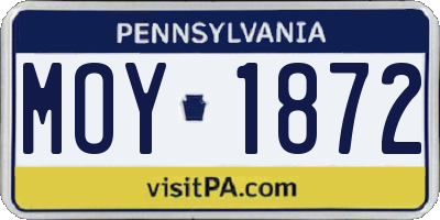 PA license plate MOY1872