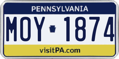 PA license plate MOY1874