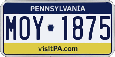 PA license plate MOY1875