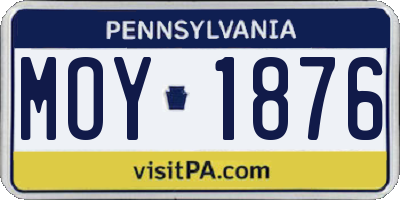 PA license plate MOY1876