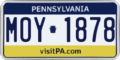 PA license plate MOY1878