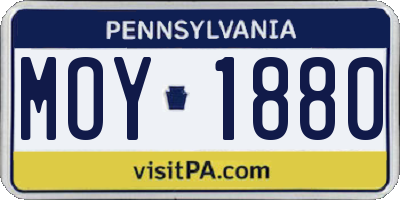 PA license plate MOY1880