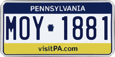 PA license plate MOY1881