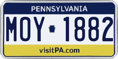 PA license plate MOY1882