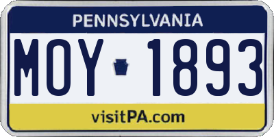 PA license plate MOY1893