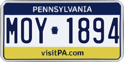 PA license plate MOY1894