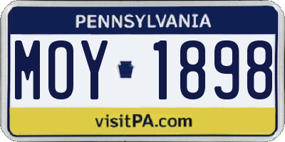 PA license plate MOY1898