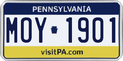 PA license plate MOY1901