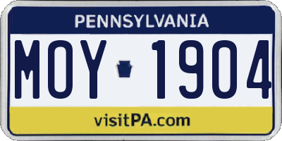 PA license plate MOY1904