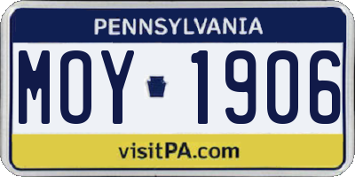 PA license plate MOY1906