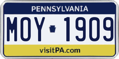 PA license plate MOY1909