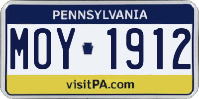 PA license plate MOY1912