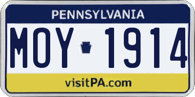 PA license plate MOY1914