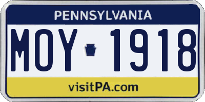 PA license plate MOY1918