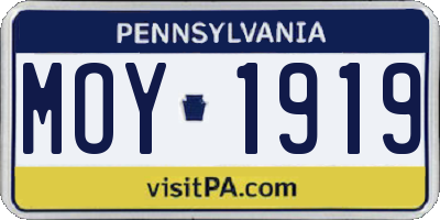 PA license plate MOY1919