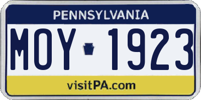 PA license plate MOY1923