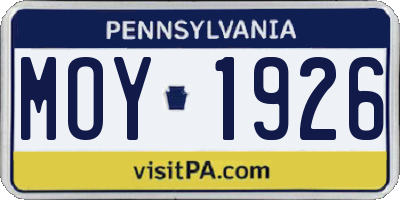 PA license plate MOY1926