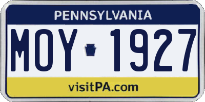 PA license plate MOY1927