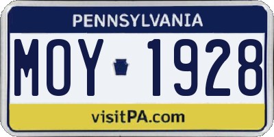 PA license plate MOY1928