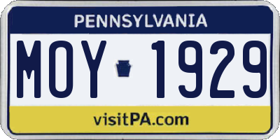 PA license plate MOY1929