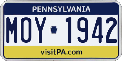 PA license plate MOY1942