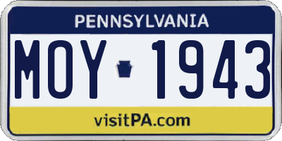 PA license plate MOY1943