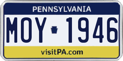 PA license plate MOY1946