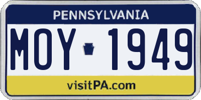PA license plate MOY1949
