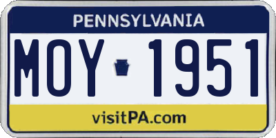 PA license plate MOY1951