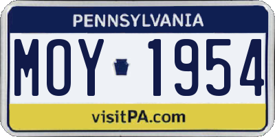 PA license plate MOY1954