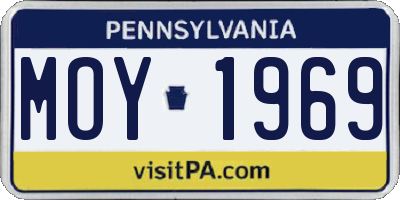 PA license plate MOY1969