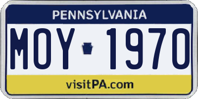 PA license plate MOY1970