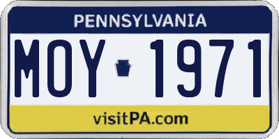 PA license plate MOY1971