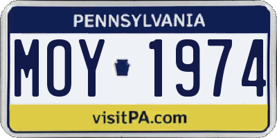 PA license plate MOY1974