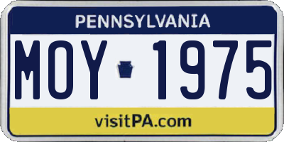 PA license plate MOY1975